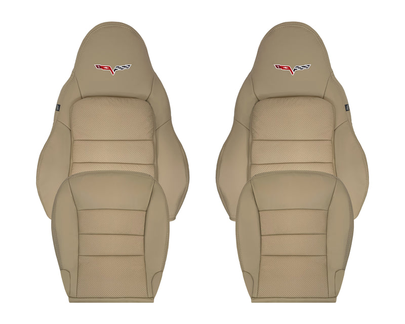 2005 - 2013 Corvette C6 Genuine Leather OR Synthetic Leather Replacement Seat Covers In Tan