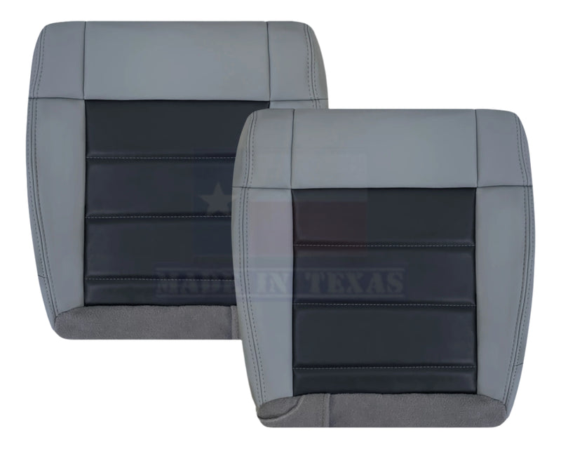 2008 - 2010 Jeep Wrangler Front Bottom Synthetic Leather Seat Cover 2 Tone Gray