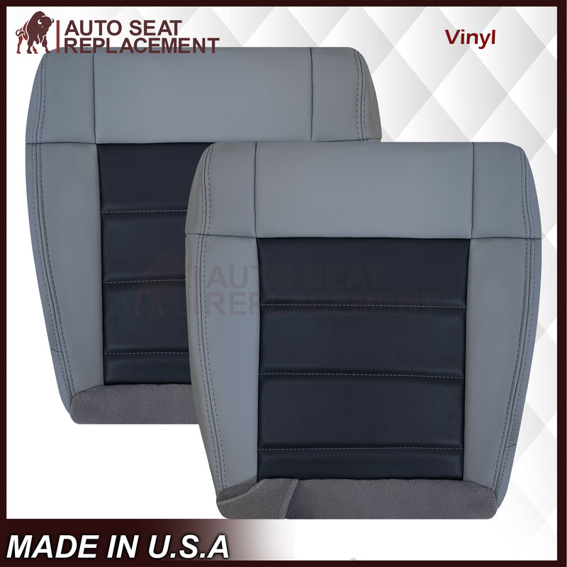 2008 - 2010 Jeep Wrangler Front Bottom Synthetic Leather Seat Cover 2 Tone Gray