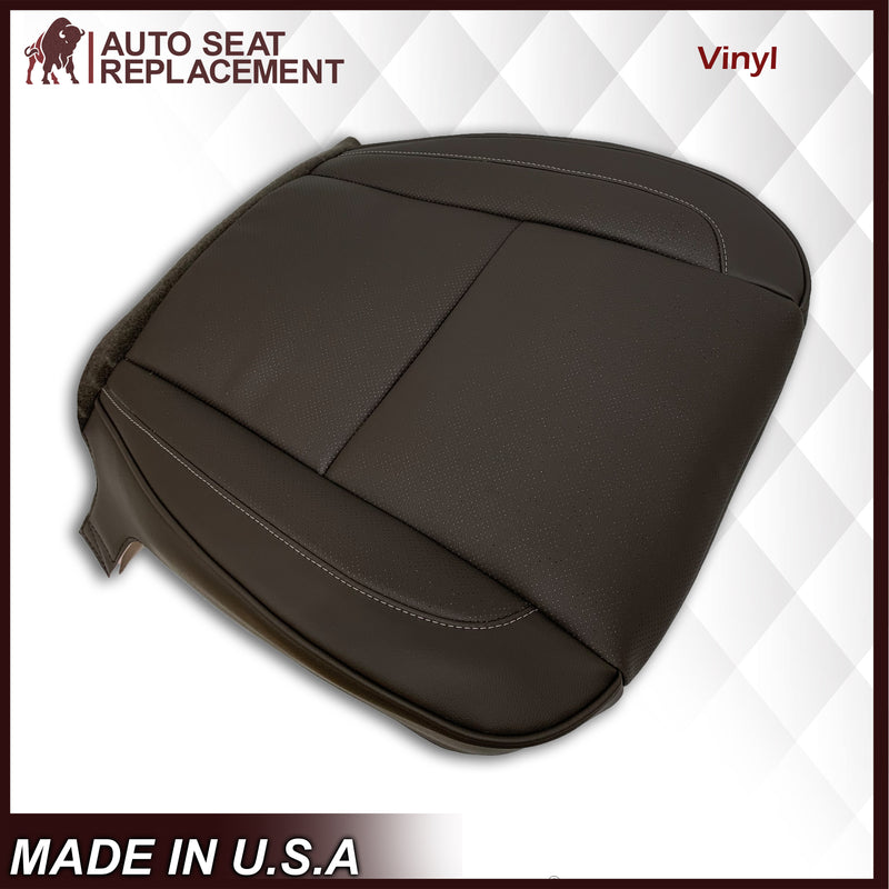 2007-2014 Cadillac Escalade Driver-Passenger Top and Bottom Seat Covers in Brown Vinyl - Auto Seat Replacement