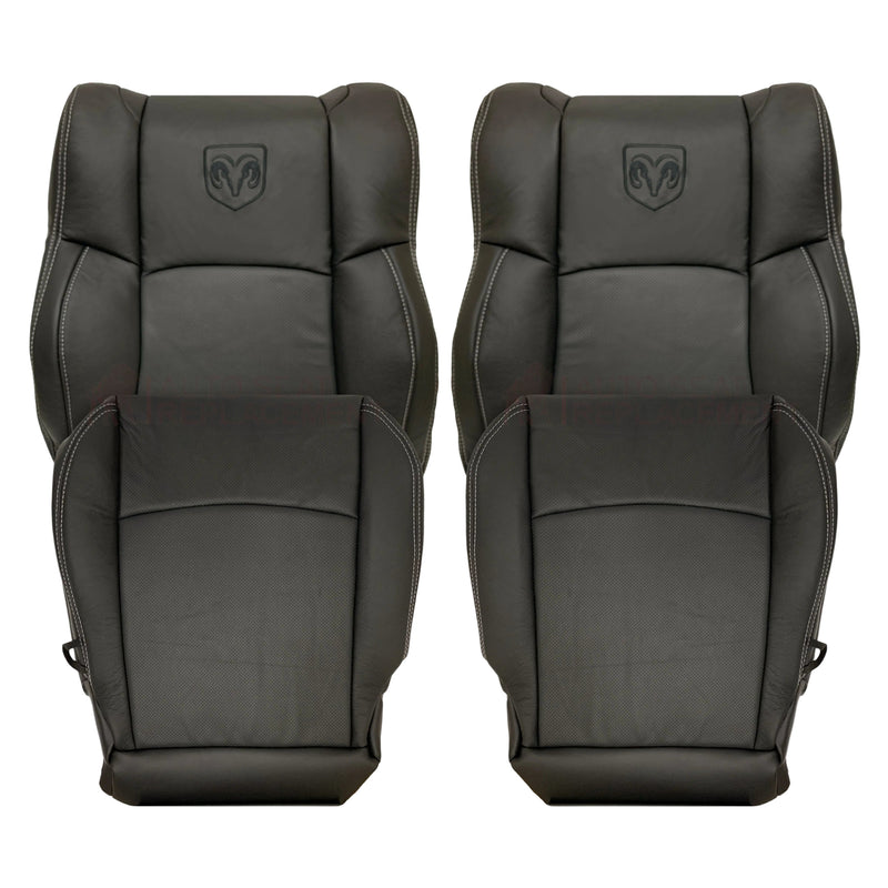 2009 2010 2011 2012 Dodge Ram 1500 2500 3500 Laramie Bottom Or Top Replacement Seat Cover in Dark Slate (Dark Gray) With Perforated Inserts - Auto Seat Replacement