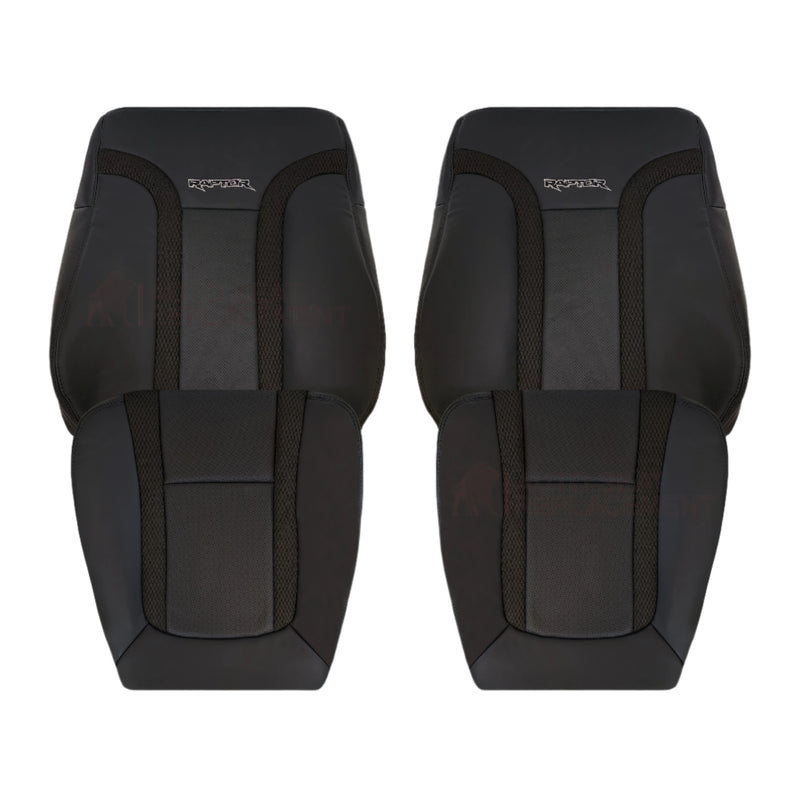 2010 - 2014 Ford F150 Raptor Perforated Seat Cover in Black With White Logo Choose: Leather or Vinyl - Auto Seat Replacement