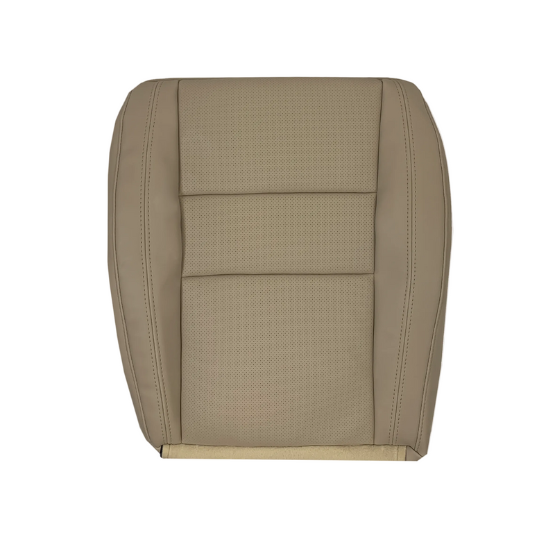 2014-2019 Dodge Durango bottom seat cover replacement in Light Frost Tan synthetic leather automotive upholstery.
