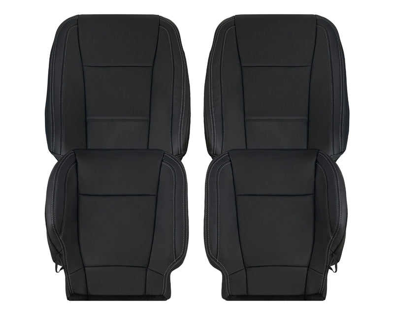 2015-2017 Ford F150 Lariat Charcoal Black Leather or Vinyl Seat Cover Replacement: Driver &amp; Passenger, Bottom/Top/Lean Back