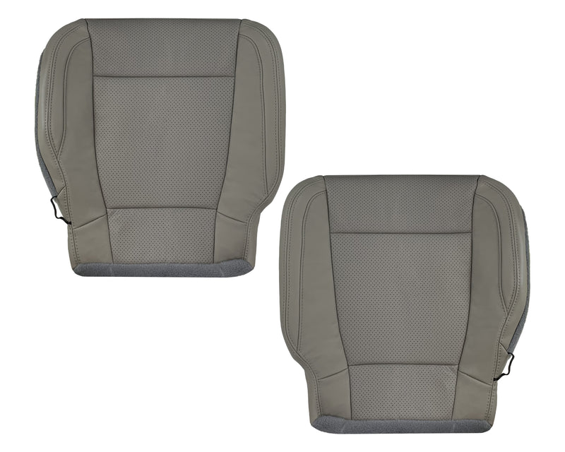 2015 - 2017 Ford F-150 Lariat Gray Replacement Seat Covers in Perforated Leather or Synthetic Leather Gray Driver Passenger Bottom Base Cushion Cover