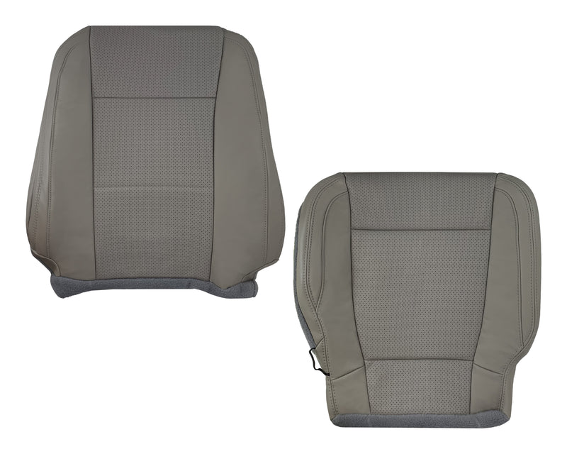 2015 - 2017 Ford F-150 Lariat Gray Replacement Seat Covers in Perforated Leather or Synthetic Leather Gray Driver Side TOp and Bottom