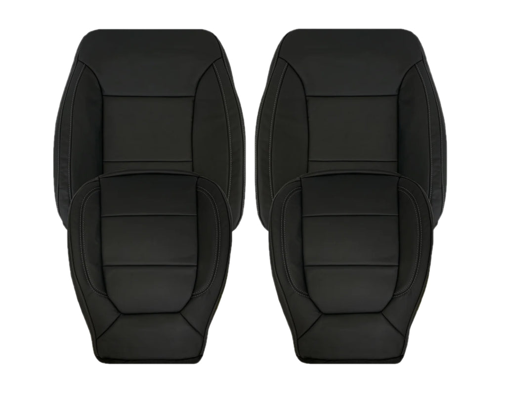 2019-2021 Chevy Silverado & GMC Sierra Non - Perforated (Solid) Middle Surface Leather OR Vinyl Replacement Seat Cover in Jet Black