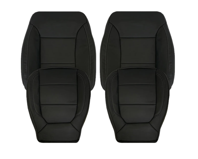 2019-2021 Chevy Silverado & GMC Sierra Non - Perforated (Solid) Middle Surface Leather OR Vinyl Replacement Seat Cover in Jet Black