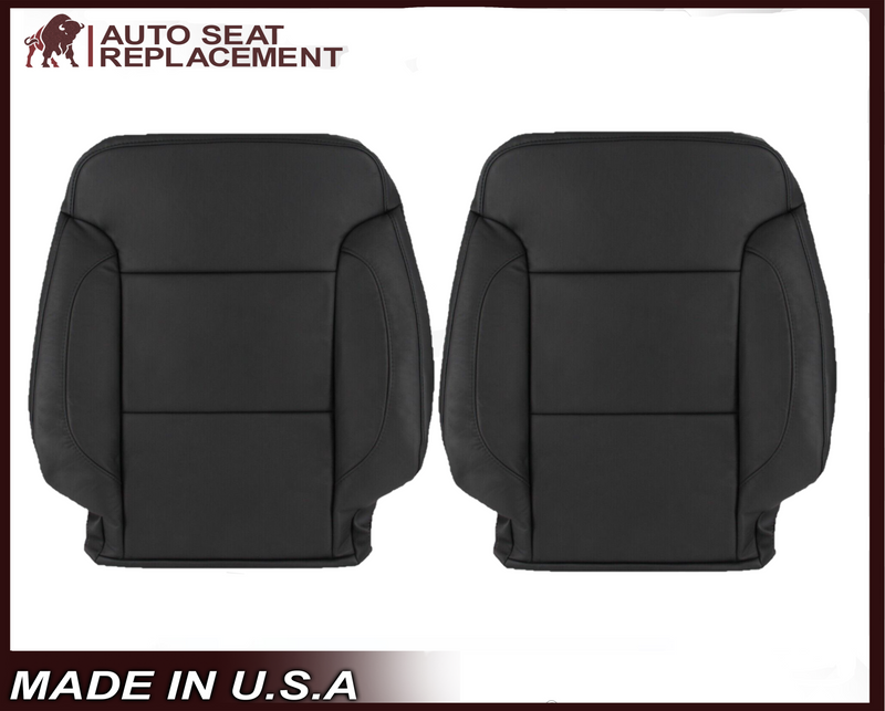 2014 2015 2016 2017 2018 2019 Chevy Silverado Tahoe Suburban & GMC Yukon Leather & Vinyl Seat Cover Replacement in Black (Jet Black)