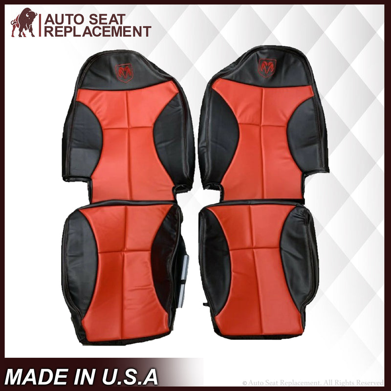 1998-2002 Dodge Ram 1500 2500 3500 in CUSTOM Agate Dark Gray & Red (Red Stitching): Choose From Variation - Auto Seat Replacement