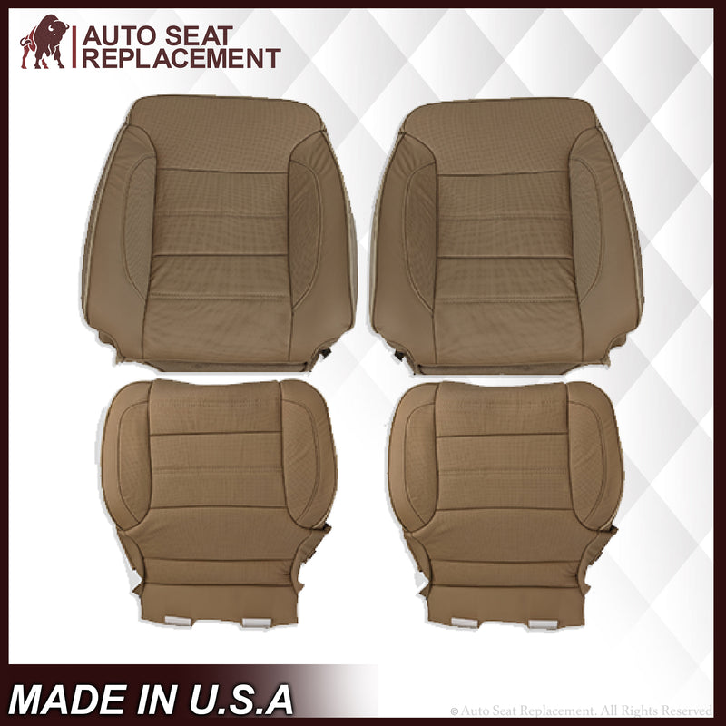 2014 2015 2016 2017 2018 2019 GMC Sierra Denali Perforated Leather Seat Cover Replacement in Dune Tan