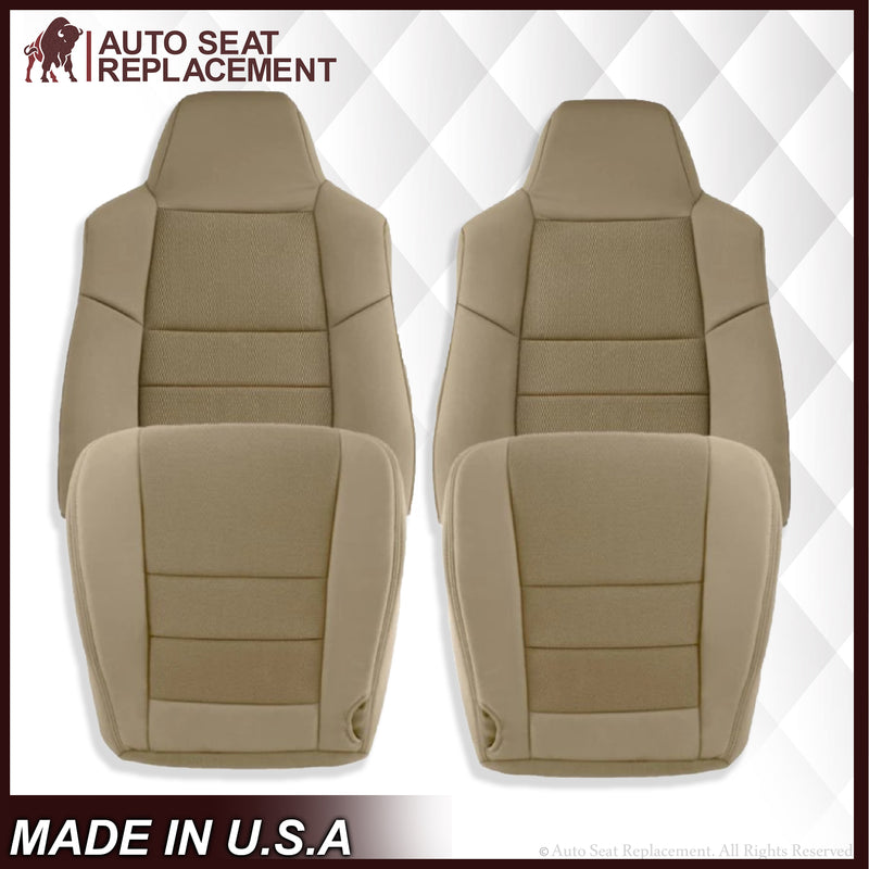 2003-2007 Ford F250 F350 Lariat Seat Cover in Pebble Tan Cloth Fabric - Auto Seat Replacement