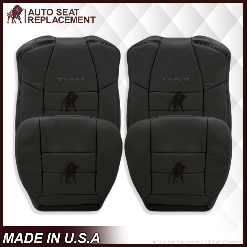2002-2007 Ford F250/F350/F450/F550 Lariat Extended Cab Seat Cover in Black: Choose Leather or Vinyl - Auto Seat Replacement