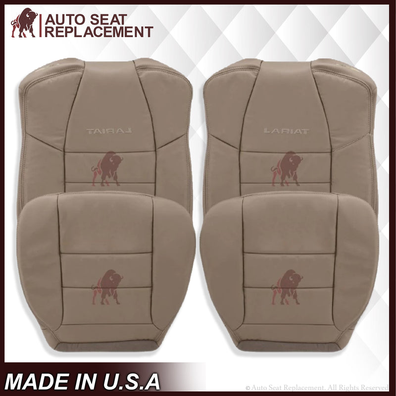 2002-2007 Ford F250/F350/F450/F550 Lariat Extended Cab Seat Cover in Tan: Choose Leather or Vinyl - Auto Seat Replacement