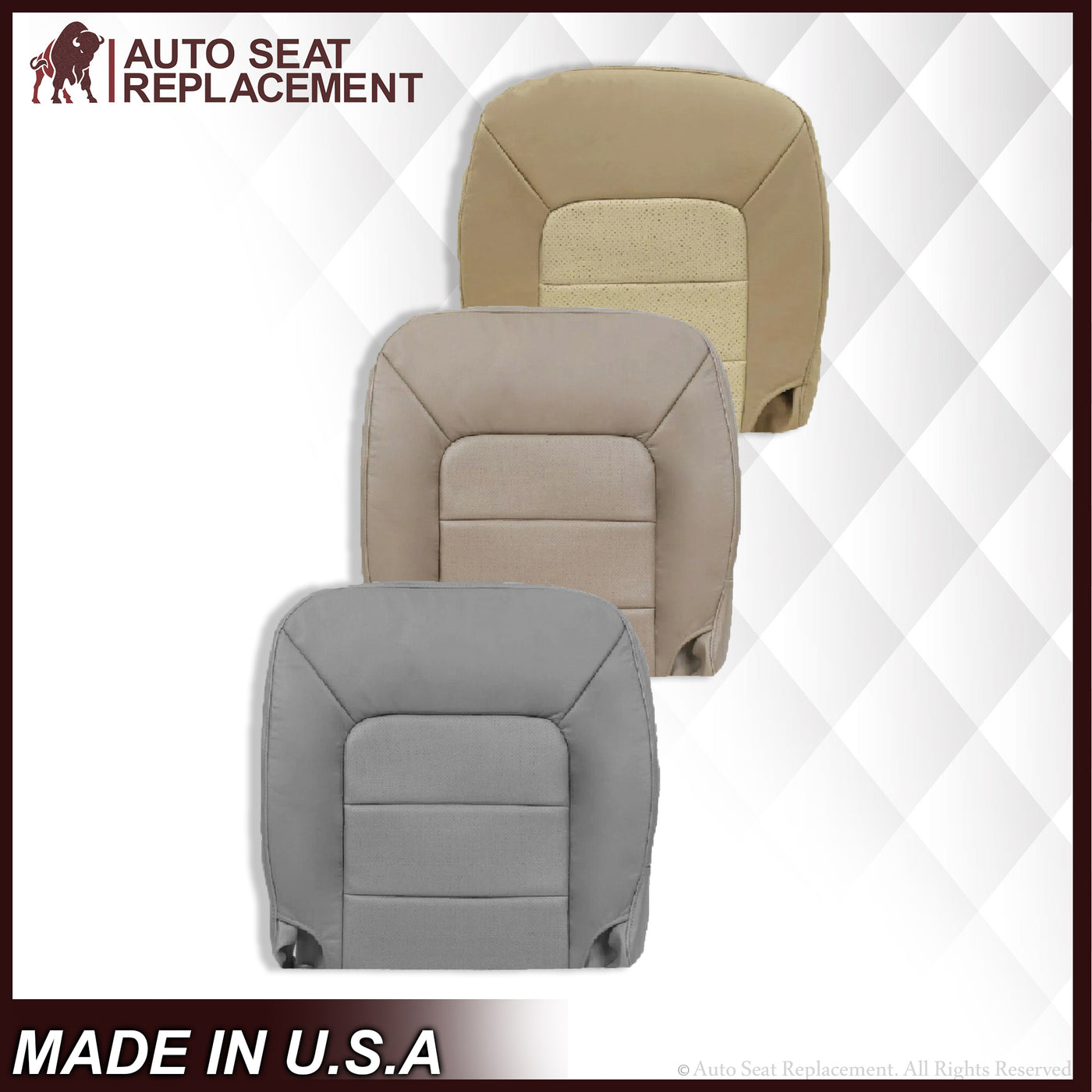Tan Leather Seat Covers For 2002-2005 Ford Excursion Limited - Direct Replacement, Airbag Compatible