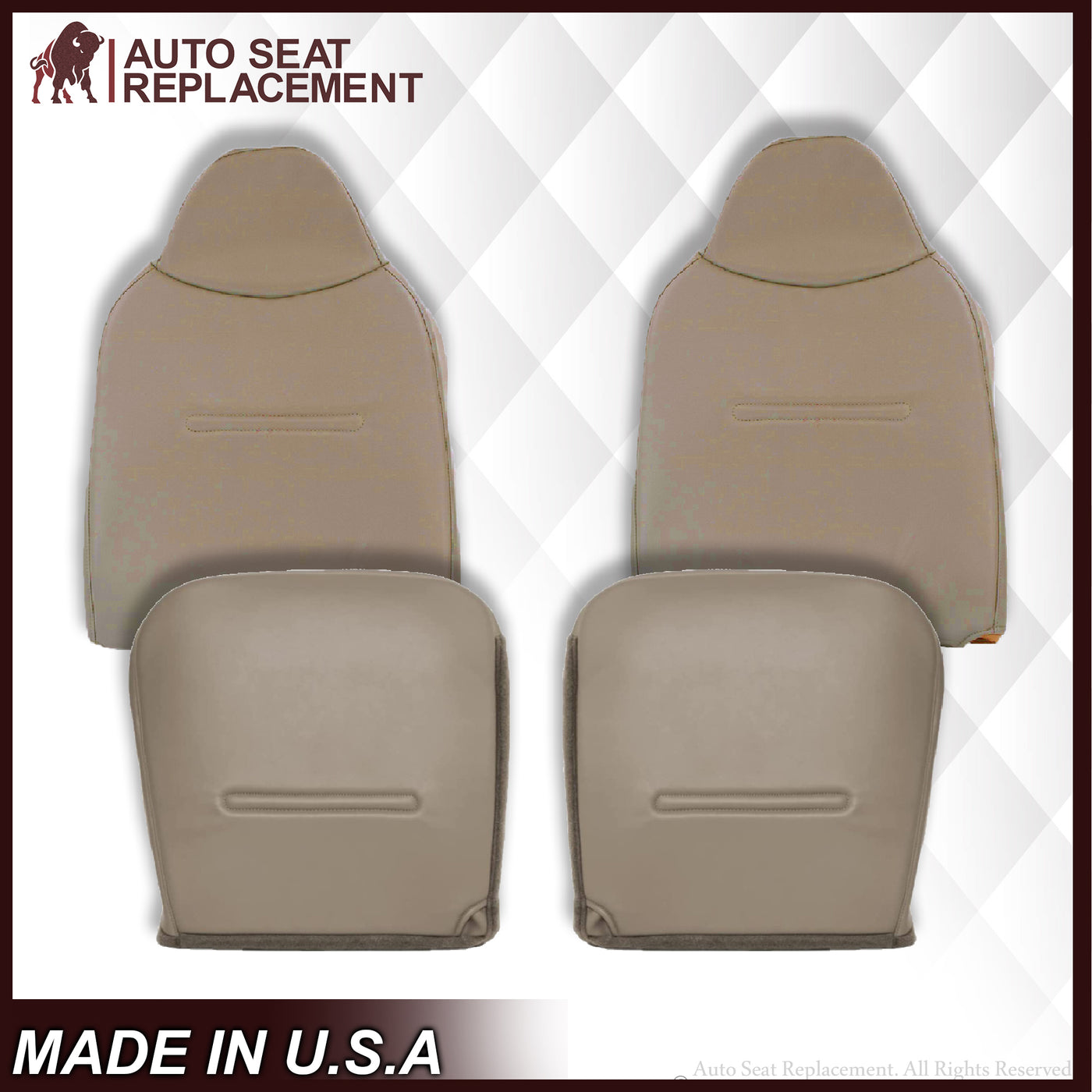 Driver Bottom Seat Cover For 2002-2007 Ford F250 F350 – Medium Parchment Tan Vinyl, Direct Fit, Power/Heated Compatible