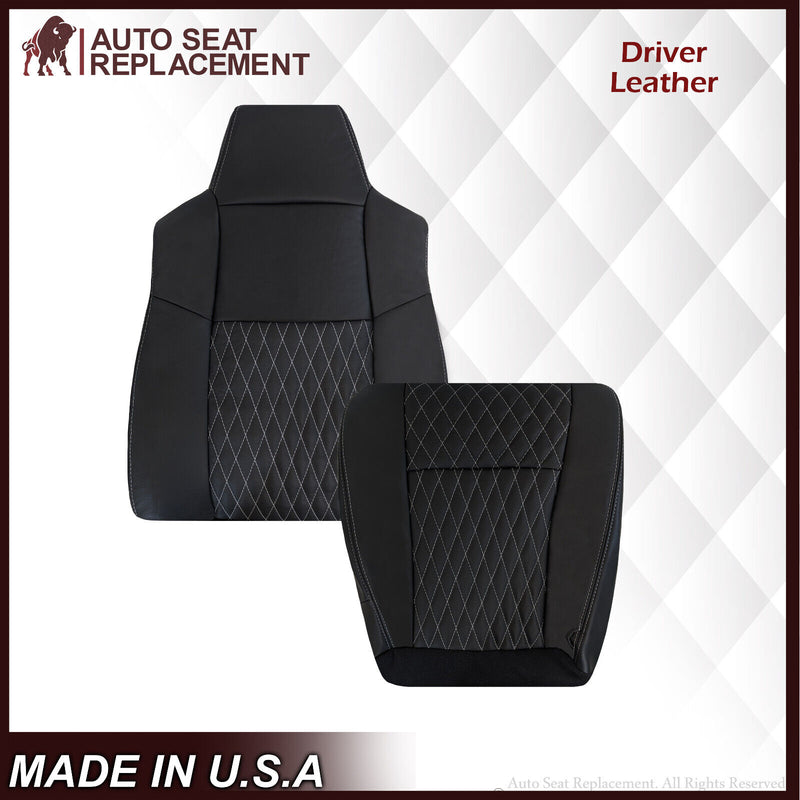 2002-2007 Ford F250/F350/F450/F550 Lariat CUSTOM Seat Cover in Black Leather - Auto Seat Replacement