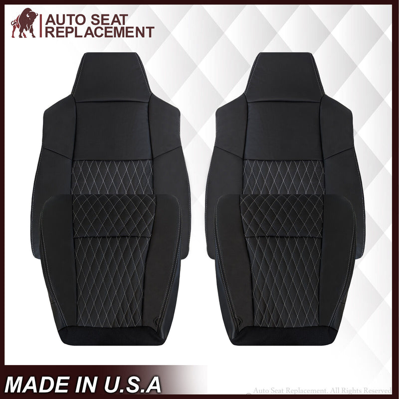 2002-2007 Ford F250/F350/F450/F550 Lariat CUSTOM Seat Cover in Black Leather - Auto Seat Replacement
