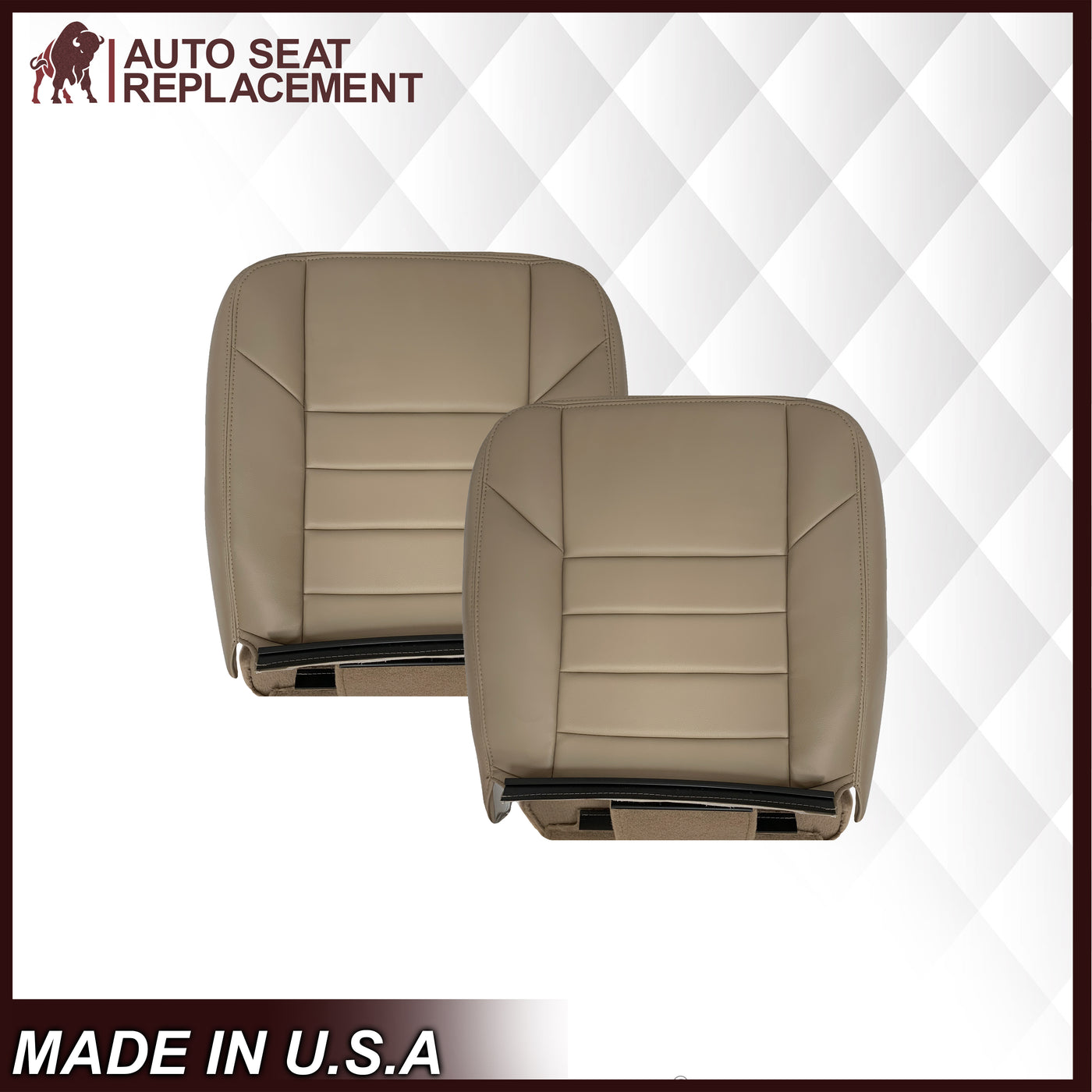 Tan Leather Seat Covers For 2002-2005 Ford Excursion Limited - Direct Replacement, Airbag Compatible