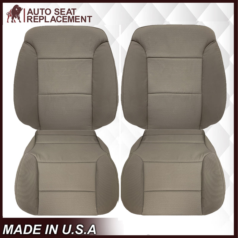2014 2015 2016 2017 2018 2019 Chevy Silverado & GMC Sierra Cloth Fabric Seat Cover Replacement in Dune Tan OR Dark Ash Gray