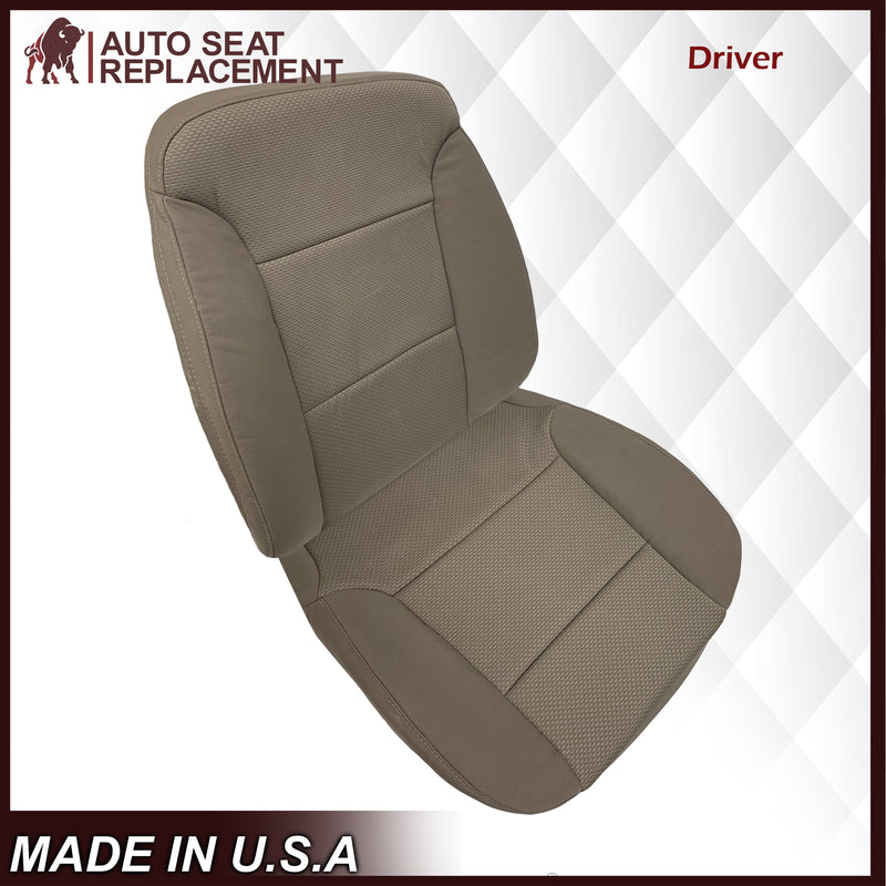 2014 2015 2016 2017 2018 2019 Chevy Silverado & GMC Sierra Cloth Fabric Seat Cover Replacement in Dune Tan OR Dark Ash Gray