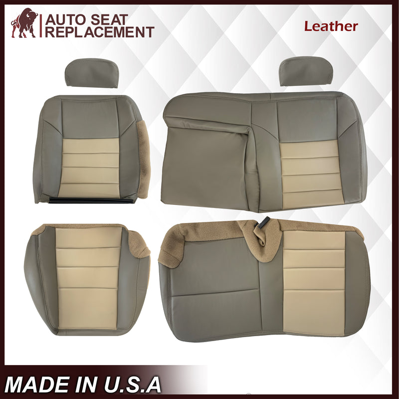 2002 2003 2004 Ford Excursion Eddie Bauer Edition Second Row 60/40 Seat Covers In 2 Tone Tan-Gray: Choose From Variations - Auto Seat Replacement