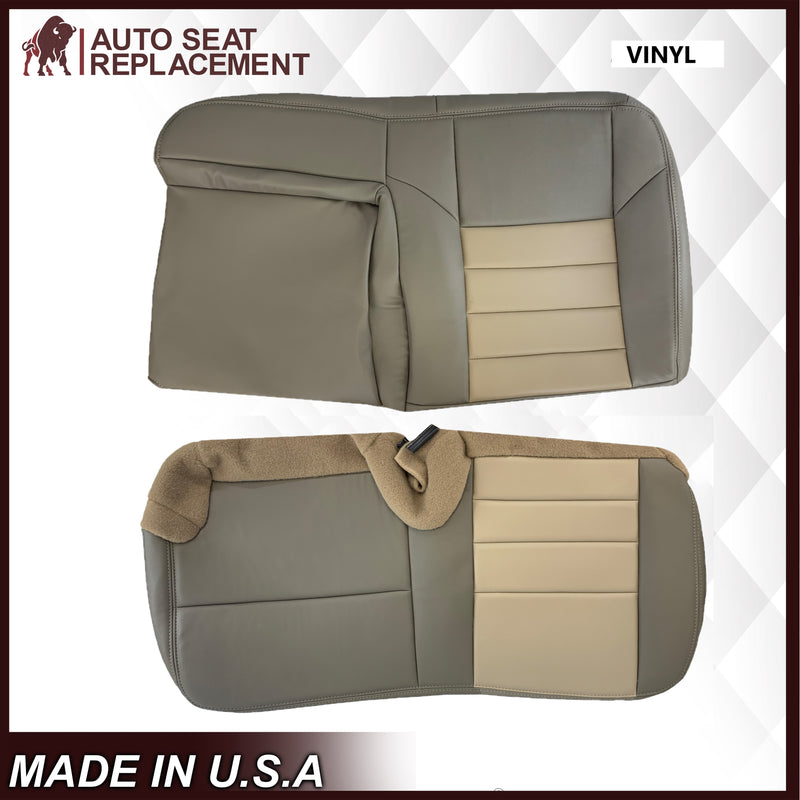 2002 2003 2004 Ford Excursion Eddie Bauer Edition Second Row 60/40 Seat Covers In 2 Tone Tan-Gray: Choose From Variations - Auto Seat Replacement