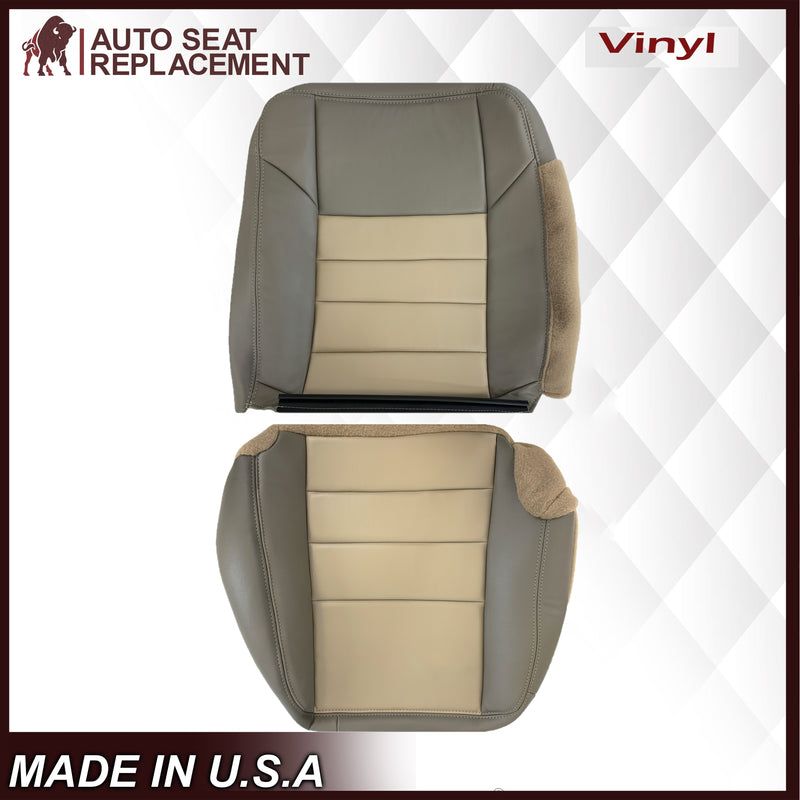 2002 2003 2004 Ford Excursion Eddie Bauer Edition Second Row 60/40 Seat Covers In 2 Tone Tan-Gray: Choose From Variations - Auto Seat Replacement