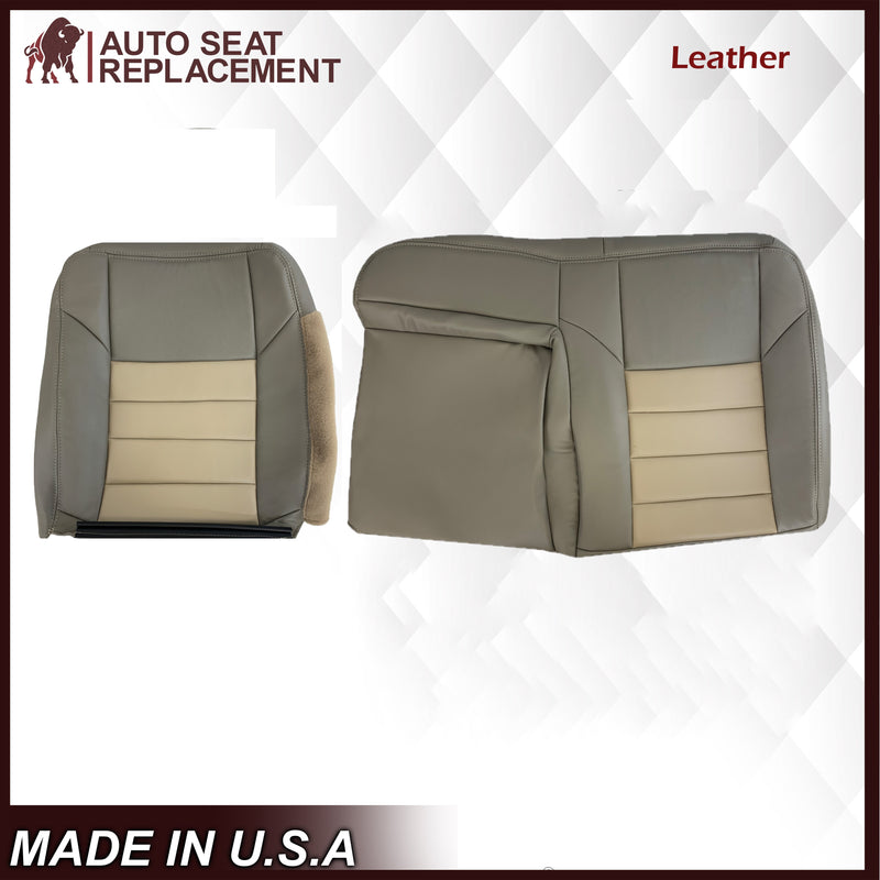 2002 2003 2004 Ford Excursion Eddie Bauer Edition Second Row 60/40 Seat Covers In 2 Tone Tan-Gray: Choose From Variations - Auto Seat Replacement