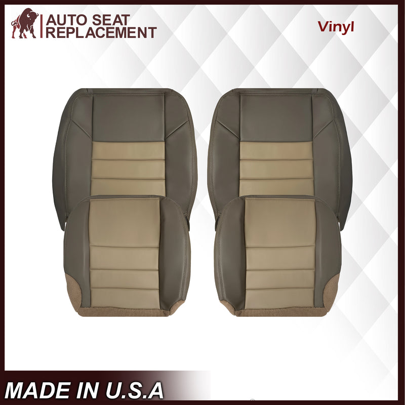 2002 2003 2004 Ford Excursion Eddie Bauer Edition Second Row 50/50 Captain Chair Seat Covers In 2 Tone Tan-Gray: Choose From Variations - Auto Seat Replacement