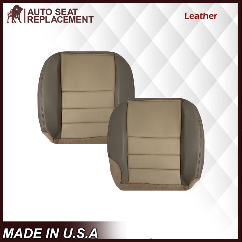 2002 2003 2004 Ford Excursion Eddie Bauer Edition Second Row 50/50 Captain Chair Seat Covers In 2 Tone Tan-Gray: Choose From Variations - Auto Seat Replacement