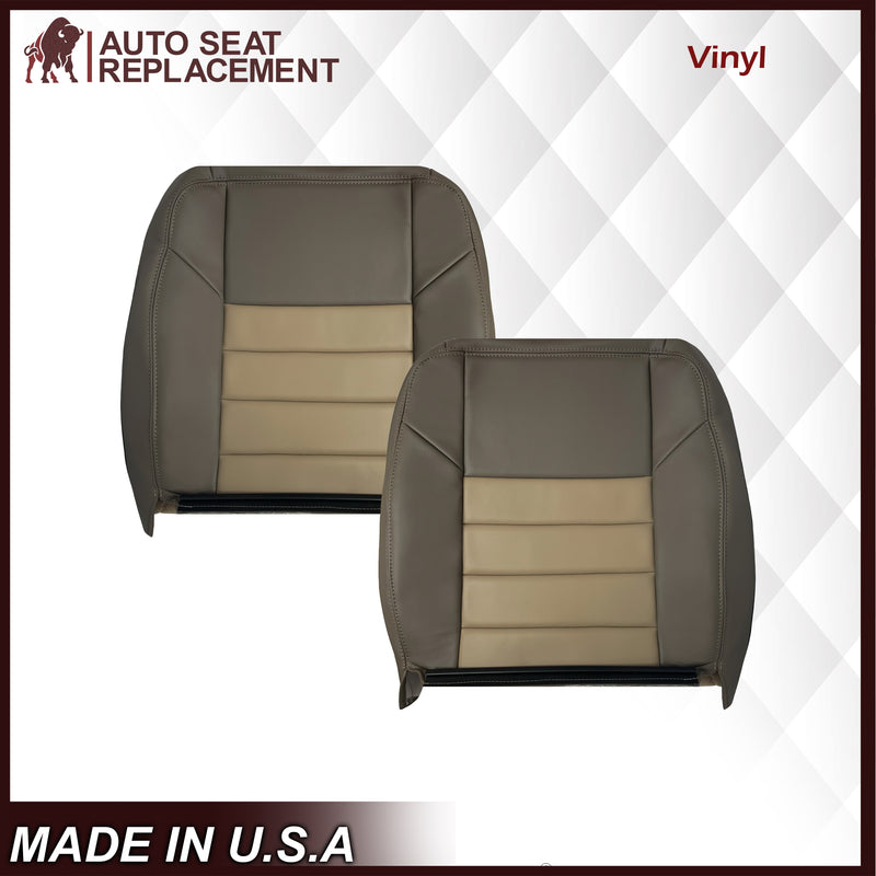 2002 2003 2004 Ford Excursion Eddie Bauer Edition Second Row 50/50 Captain Chair Seat Covers In 2 Tone Tan-Gray: Choose From Variations - Auto Seat Replacement