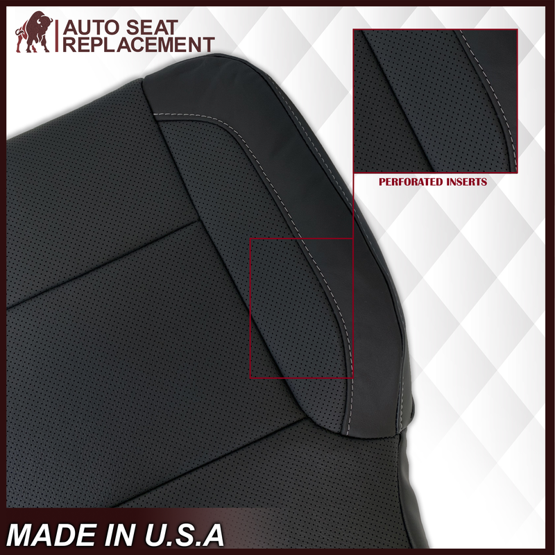 2014 2015 2016 2017 2018 2019 Chevy Silverado Tahoe Suburban & GMC Yukon Perforated Leather Seat Cover Replacement in Black (Perforated Jet Black) - Auto Seat Replacement