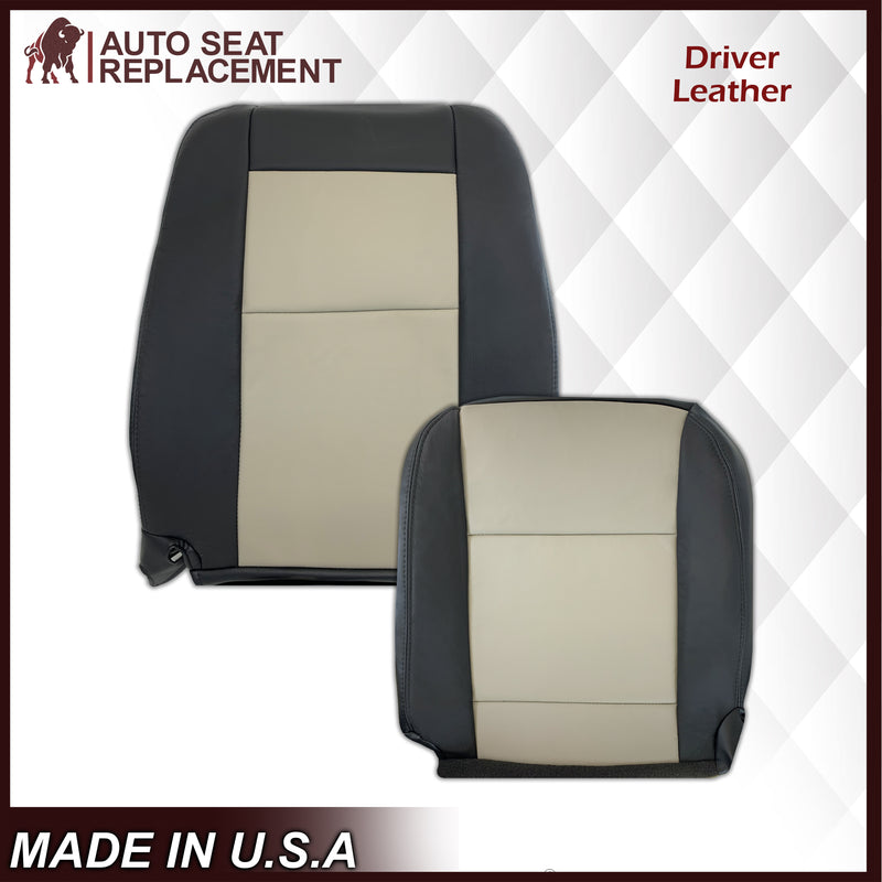 2007 2008 2009 2010 Ford Explorer Sport Trac Seat Covers in 2-Tone Black & Gray (Charcoal Black & Medium Light Stone): Choose Leather or Vinyl - Auto Seat Replacement