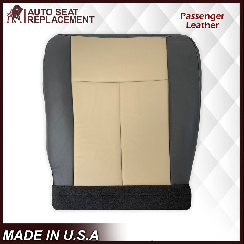 2007 2008 Ford Expedition Eddie Bauer Driver Or Passenger Side Bottom LEATHER Seat Cover In 2 Tone Tan (Tan- Dark Gray) - Auto Seat Replacement