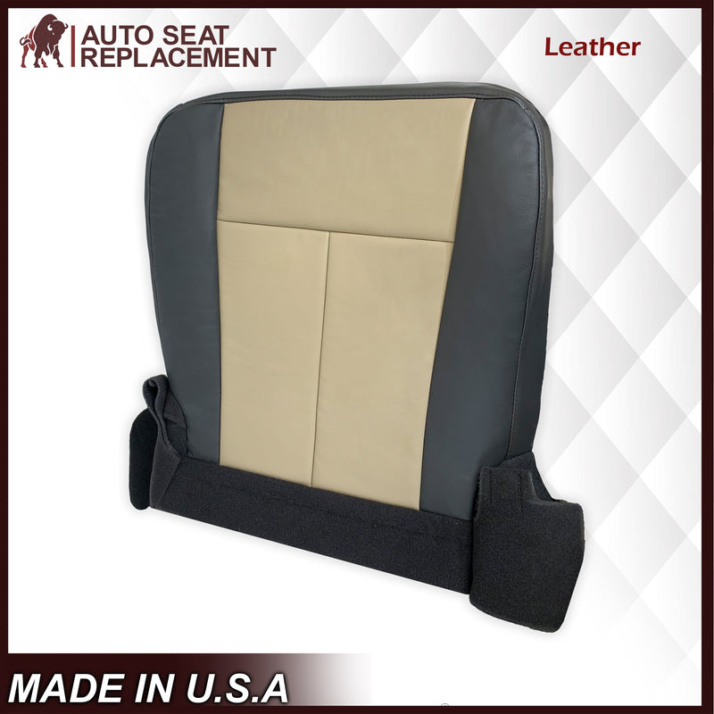 2007 2008 Ford Expedition Eddie Bauer Driver Or Passenger Side Bottom LEATHER Seat Cover In 2 Tone Tan (Tan- Dark Gray) - Auto Seat Replacement