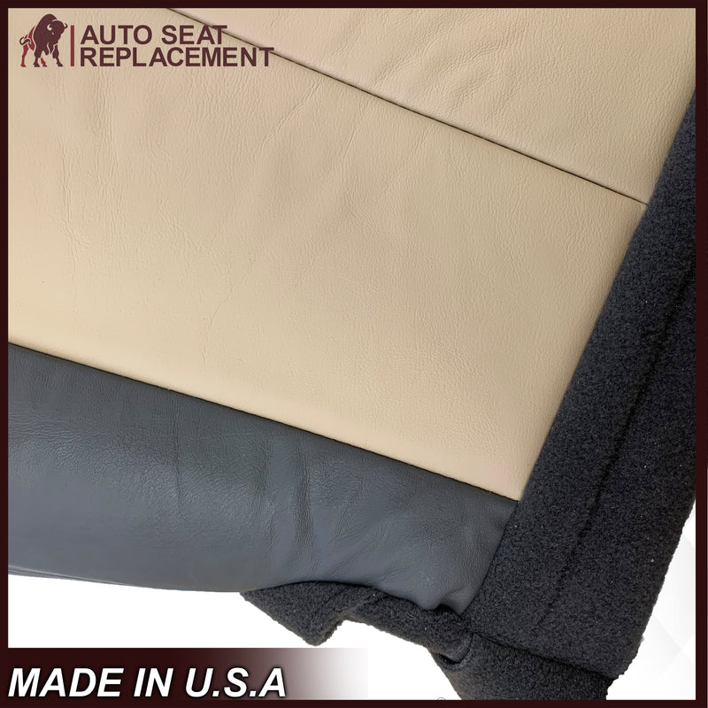 2007 2008 Ford Expedition Eddie Bauer Driver Or Passenger Side Bottom LEATHER Seat Cover In 2 Tone Tan (Tan- Dark Gray) - Auto Seat Replacement