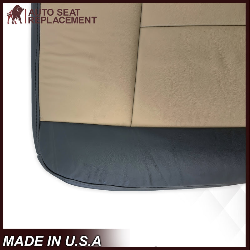 2007 2008 Ford Expedition Eddie Bauer Driver Or Passenger Side Bottom LEATHER Seat Cover In 2 Tone Tan (Tan- Dark Gray) - Auto Seat Replacement