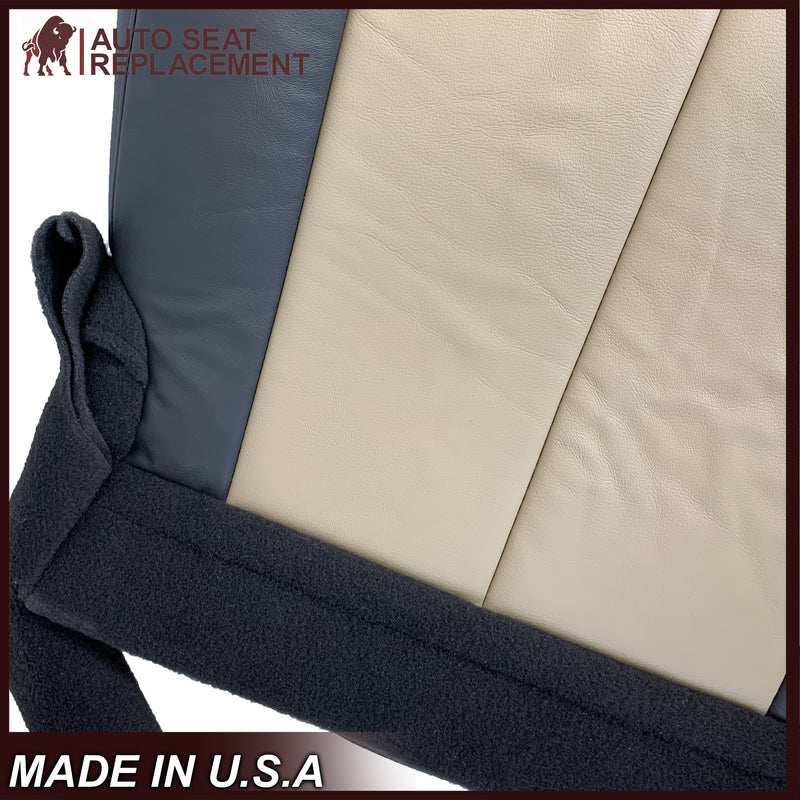 2007 2008 Ford Expedition Eddie Bauer Driver Or Passenger Side Bottom LEATHER Seat Cover In 2 Tone Tan (Tan- Dark Gray) - Auto Seat Replacement
