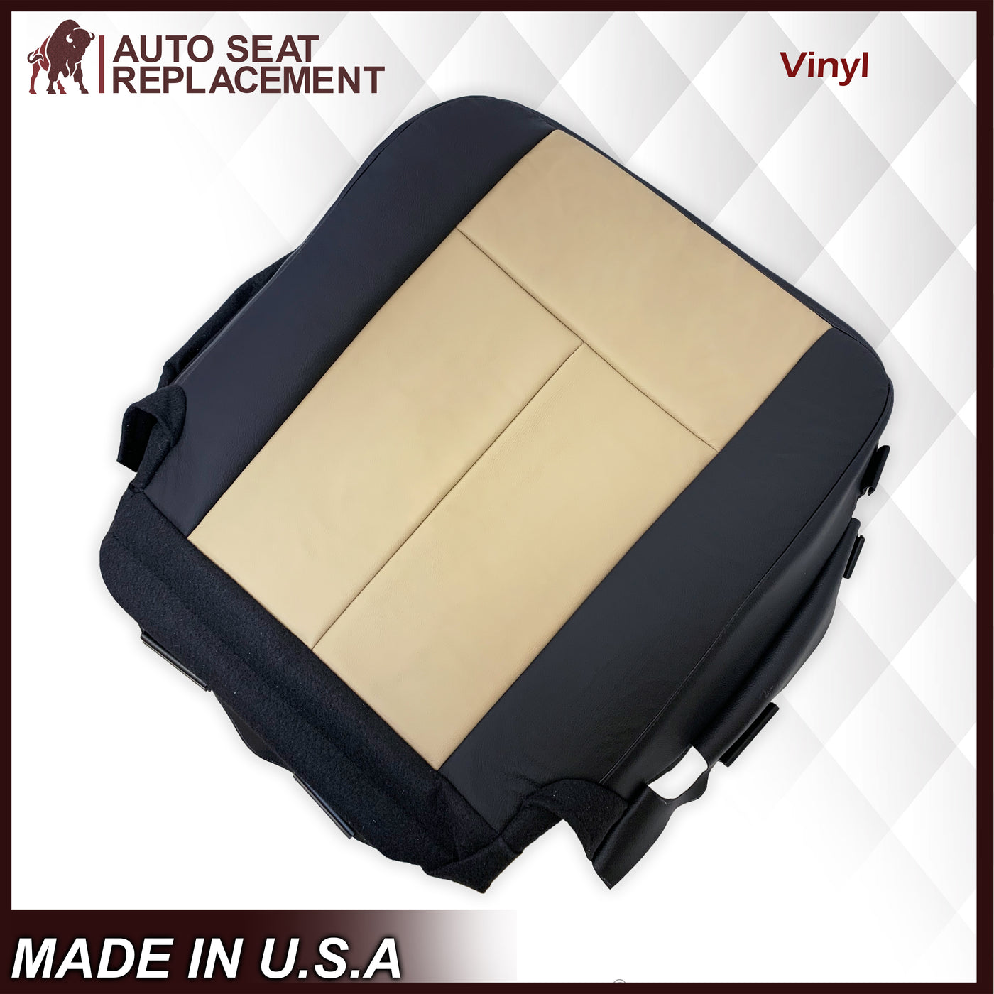 US Leather Car Seats – Driver Side Vinyl Seat Cover For 2007-2008 Ford Expedition Eddie Bauer (2-Tone Tan)