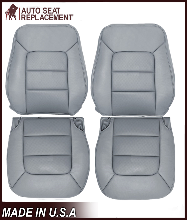 2005 2006 Ford Expedition Limited Gray PERFORATED Gray Leather OR Vinyl Front Seat Covers : Choose Leather OR Vinyl - Auto Seat Replacement