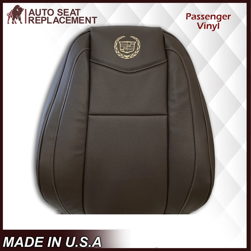 2007-2014 Cadillac Escalade Driver-Passenger Top and Bottom Seat Covers in Brown Vinyl - Auto Seat Replacement