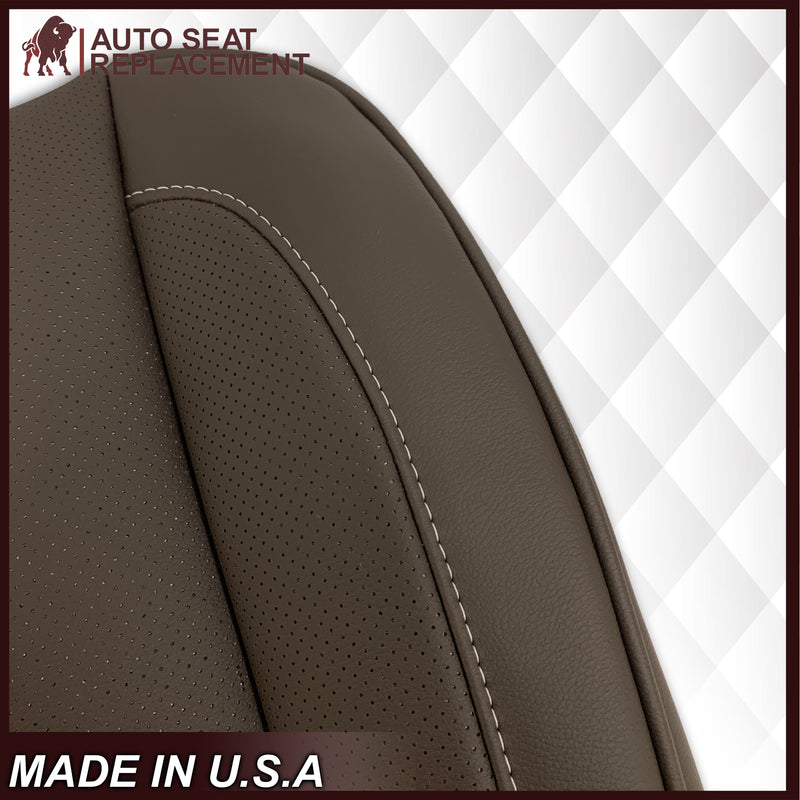 2007-2014 Cadillac Escalade Driver-Passenger Top and Bottom Seat Covers in Brown Vinyl - Auto Seat Replacement