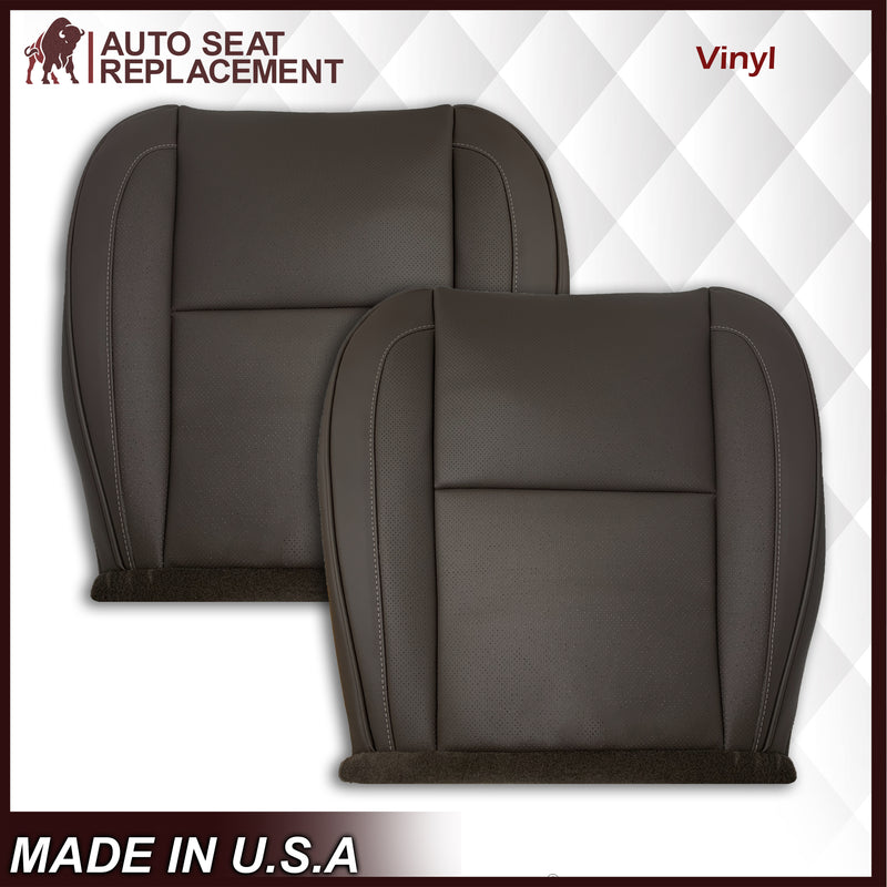 2007-2014 Cadillac Escalade Driver-Passenger Top and Bottom Seat Covers in Brown Vinyl - Auto Seat Replacement