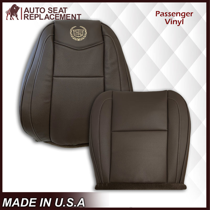2007-2014 Cadillac Escalade Driver-Passenger Top and Bottom Seat Covers in Brown Vinyl - Auto Seat Replacement
