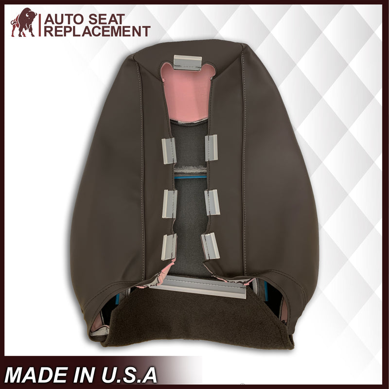 2007-2014 Cadillac Escalade Driver-Passenger Top and Bottom Seat Covers in Brown Vinyl - Auto Seat Replacement
