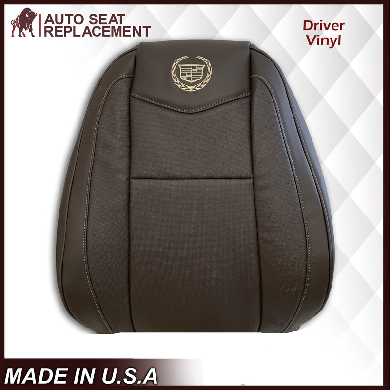 2007-2014 Cadillac Escalade Driver-Passenger Top and Bottom Seat Covers in Brown Vinyl - Auto Seat Replacement