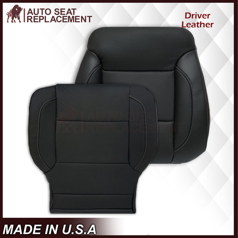 2014 2015 2016 2017 2018 2019 Chevy Silverado Tahoe Suburban & GMC Yukon Perforated Leather Seat Cover Replacement in Black (Perforated Jet Black) - Auto Seat Replacement
