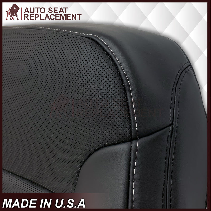 2014 2015 2016 2017 2018 2019 Chevy Silverado Tahoe Suburban & GMC Yukon Perforated Leather Seat Cover Replacement in Black (Perforated Jet Black) - Auto Seat Replacement