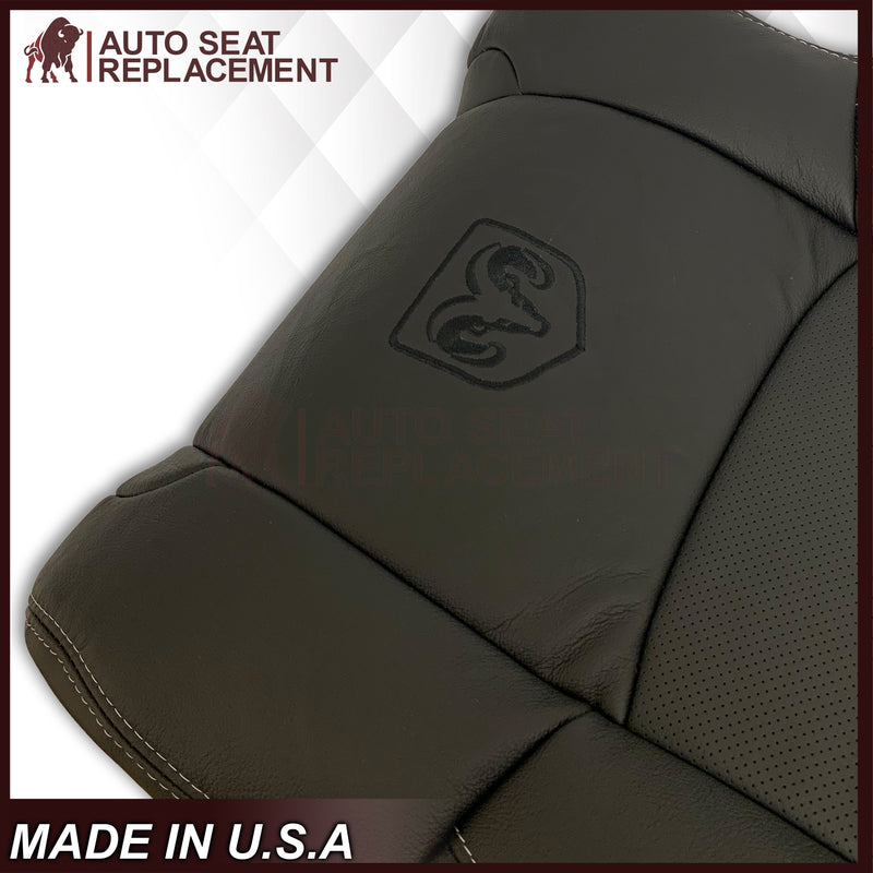 2009 2010 2011 2012 Dodge Ram 1500 2500 3500 Laramie Bottom Or Top Replacement Seat Cover in Dark Slate (Dark Gray) With Perforated Inserts - Auto Seat Replacement